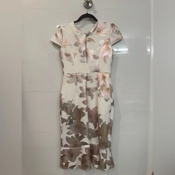 Alexa B Nites Floral Cocktail Dress with Metallic Color Flowers - Picture 6 of 10